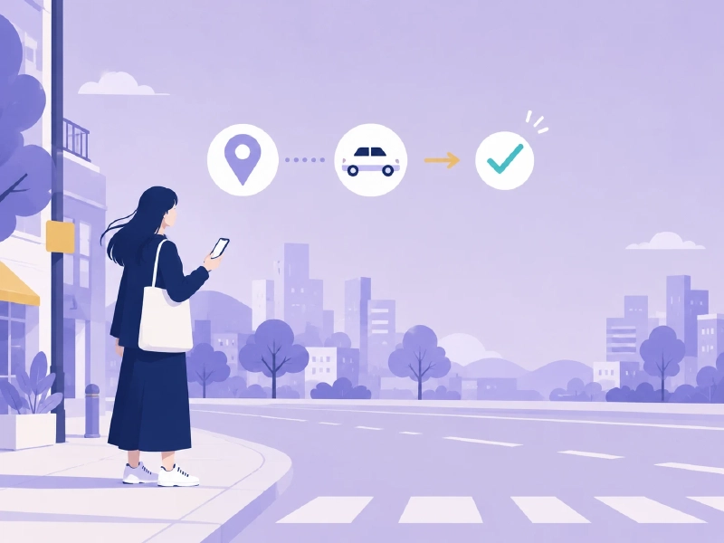 韓国旅行でスマートフォンの地図アプリと配車アプリを使う女性のイメージ