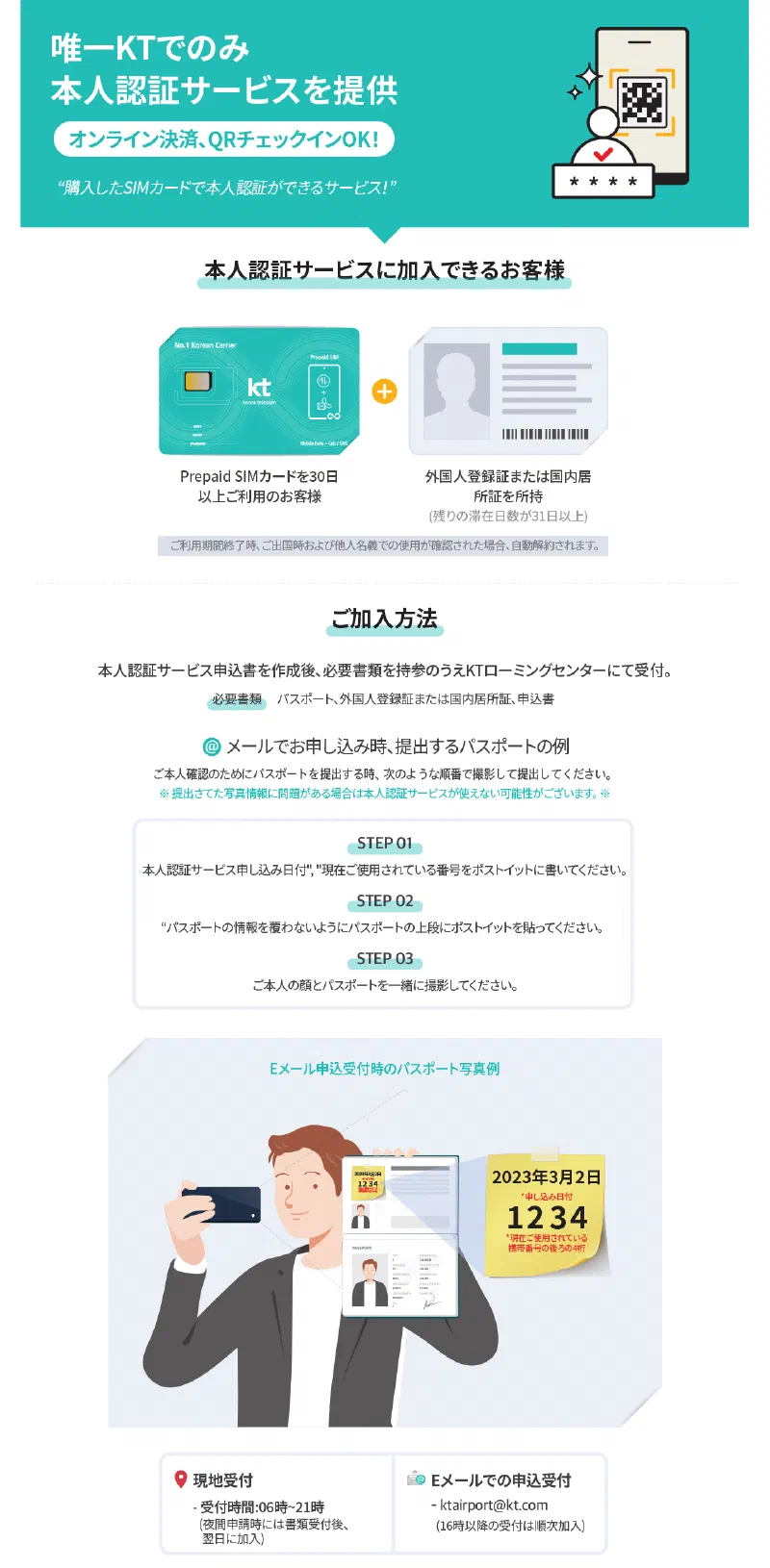 本人認証サービスとKT長期留学USIM