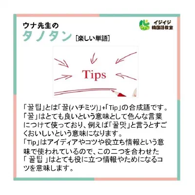 ウナ先生のタノタタノ「유교걸 - 保守的な考え方の女性」「꿀팁 - いい情報」